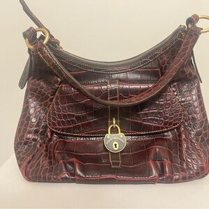 Dooney & Bourke Burgundy Croc-Embossed Shoulder Bag